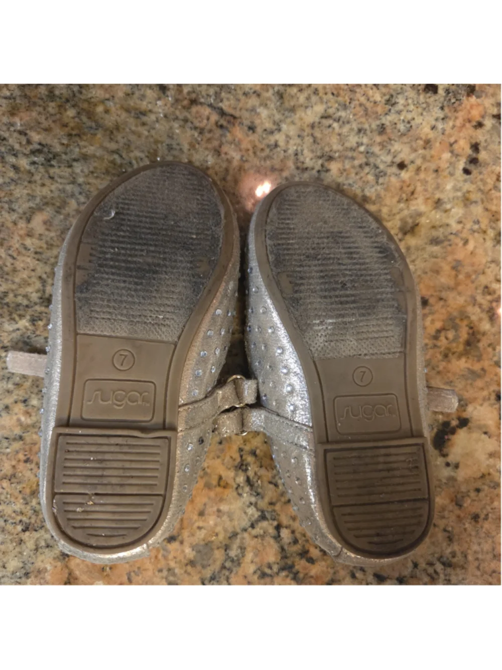 Girls Sugar Dress Shoes Size 7 Gold Rhinestone Mary Janes